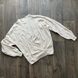 Silence + Noise Cream Deep V Cross Front Sweater Size Small